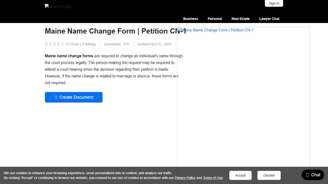 Free Maine Name Change Forms Petition CN-1 - PDF – eForms